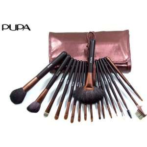  PUPA 18 Pcs Horse Hair Professional Makeup Brush Set & Case Beauty