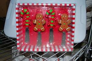   GINGERBREAD CANDY CANE BUTTER CHEESE KNIFE SPREADERS SET/4  