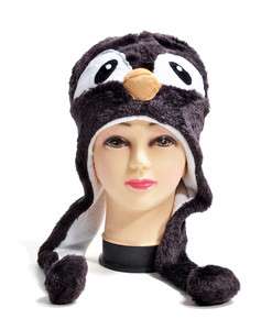 Plush Fleece Penguin Hat, Winter Wear, Animal Trapper, Bomber Hat, Pom 