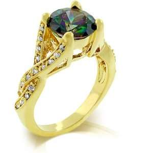  14k Gold Bonded Cocktail Ring with a Large Mystic Color 