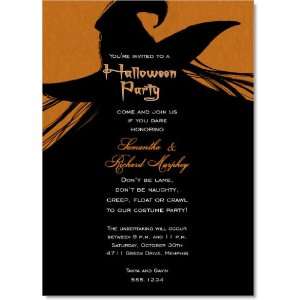   Silhouette of the Witch Orange Halloween Invitations: Home & Kitchen