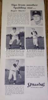 1961 Roger Maris Spalding Baseball Gloves Ad  