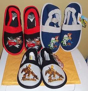 NWT Boys Disney Transformers Slippers Cars Toy Story Bumblebee 11/12 