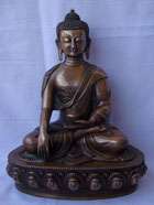 08. shakyamuni Buddha Copper Statue Seated on Single Lotus, 11 H