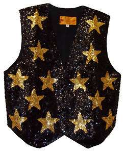 SEQUIN VEST   Gold Stars * Perform Cruise Western 1980  