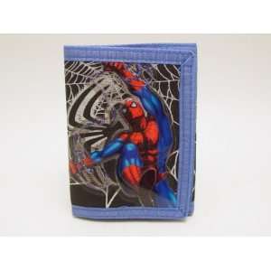  SPIDERMAN TRIFOLD WALLET, BLUE WITH BLACK/WHITE NET 