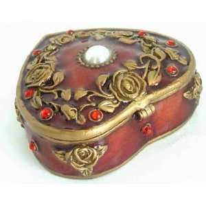  Jewelry Box Pewter Red Jewels & Pearl Decked Heart: Home 