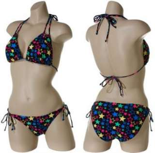   STYLE Multi Colored Starry String Bikini (Black/Neon): Clothing
