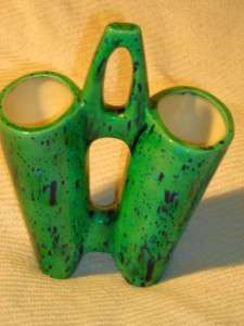 Vintage Pottery Wedding Vase Marked Lemore Green Blue Color 8 Tall 