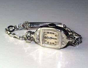 1938 White Gold Elgin Diamond Ladies Watch  