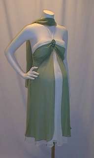 New Sage Green Ivory Strapless Maternity Dress SMALL  