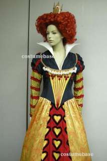 Red Queen Of Hearts FULL Costume( Dress + Wig + Crown + Socks )