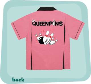 QUEENPINS PINK/Black CLASSIC retro bowling shirt pleats Pinsplash A 