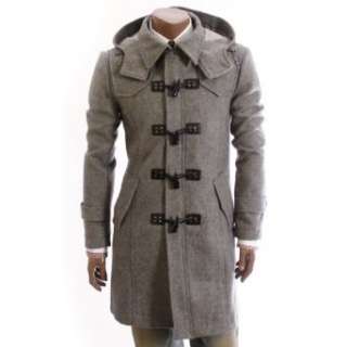    Doublju Mens CasualHood PEA Slim Trench Coat(W886) Clothing