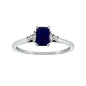   Trillion Diamond & Emerald Cut Sapphire Ring (1 cttw, H I, SI
