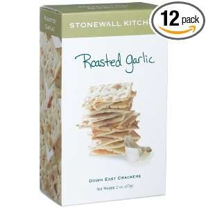 Stonewall Kitchen Roasted Garlic Crackers, 2 Ounce Box (Pack of 12 