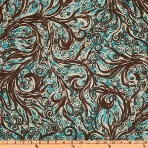  44 Wide Wildwood Collection Swirl Brown/Aqua Fabric By 