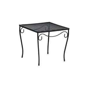 Woodard Wrought Iron 12.5 Square Metal Small Patio End Table Pecan 